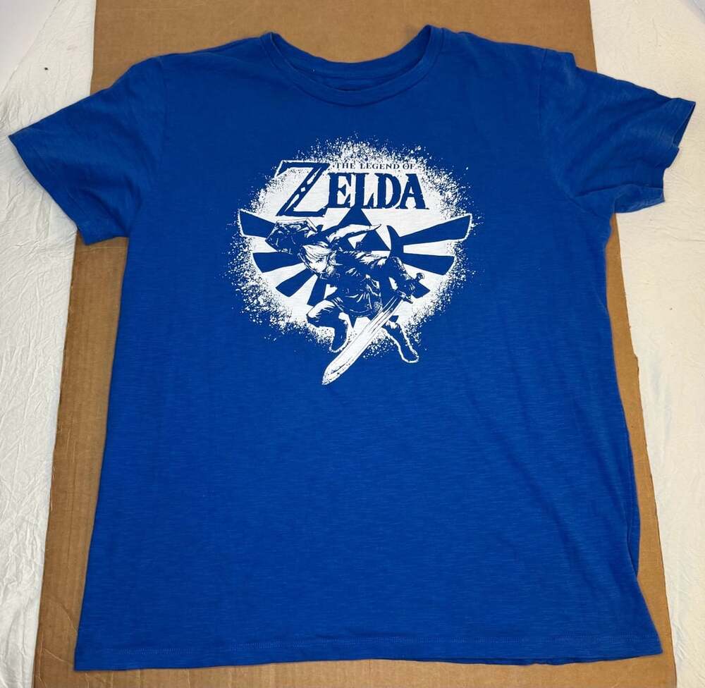 Nintendo The Legend Of Zelda Link T-Shirt Size XL Blue Graphic Tee
